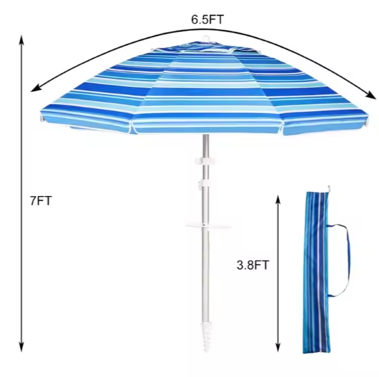 Striped Beach Umbrella 002