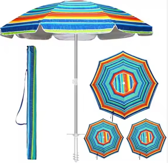 Striped Beach Umbrella 006