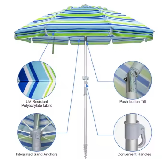 Striped Beach Umbrella 015